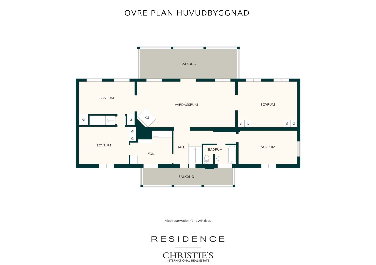 Övre plan huvudbyggnad