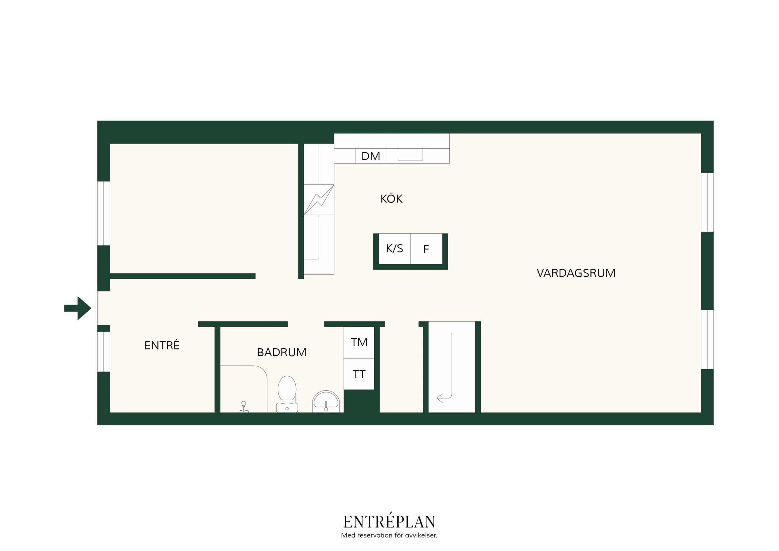 Entréplan lägenheten om 101 kvm